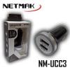 Cargador NEGRO DOBLE USB Rapido 2.1A Para Auto 12V Netmak NM-UCC3 SDC 