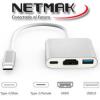 Adaptador USB Tipo C 3en1 (HDMI + USB 3.0 + Tipo C) Netmak NM-TYPE